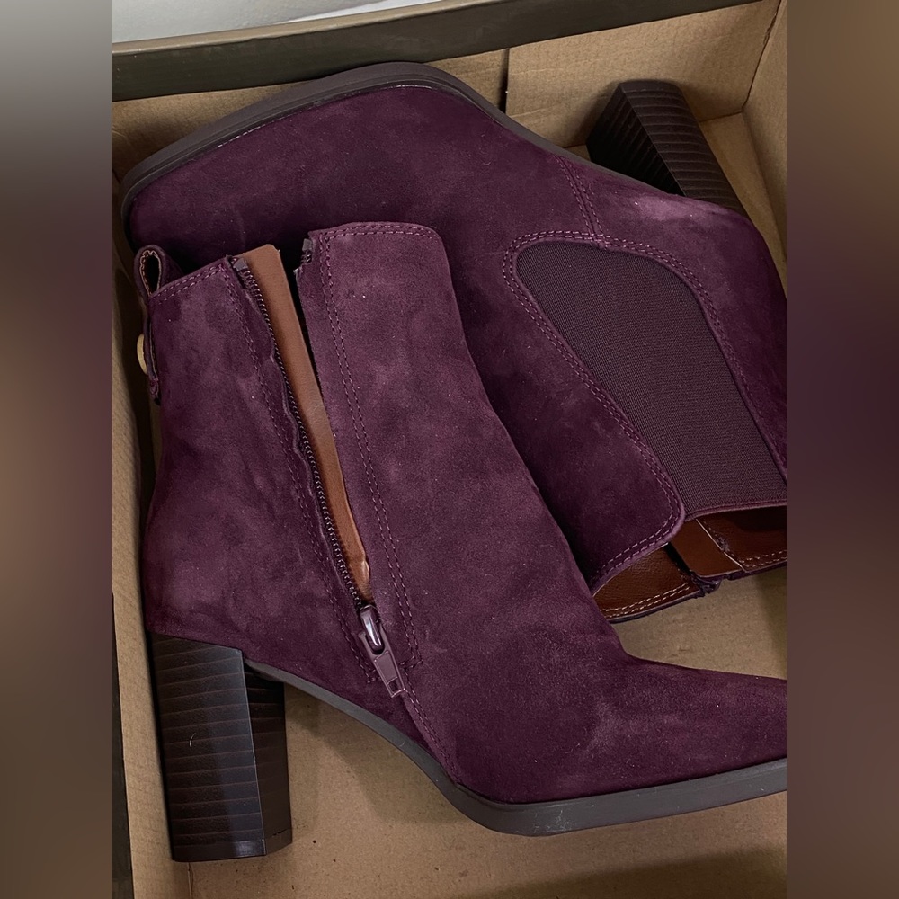 Giani Bernini Brigittie Suede Ankle Chelsea Boots Wine Shoes Size 5 - Picture 11 of 13